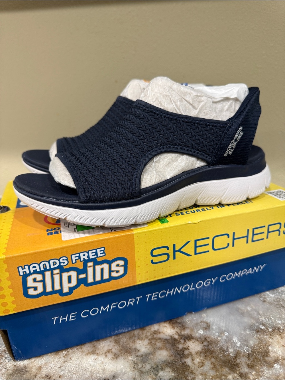 Skechers Navy Open-Toe Slip-In Sandals - Picture 4 of 4
